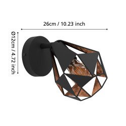 Spot Carton 7 noir et cuivre E27 40 W EGLO