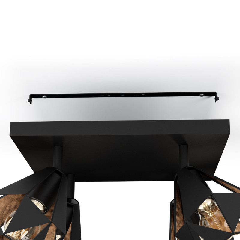 Spot Carton 7 noir et cuivre E27 4 x 40 W EGLO