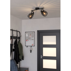 Spot Girona noir et laiton E27 2 x 40 W EGLO