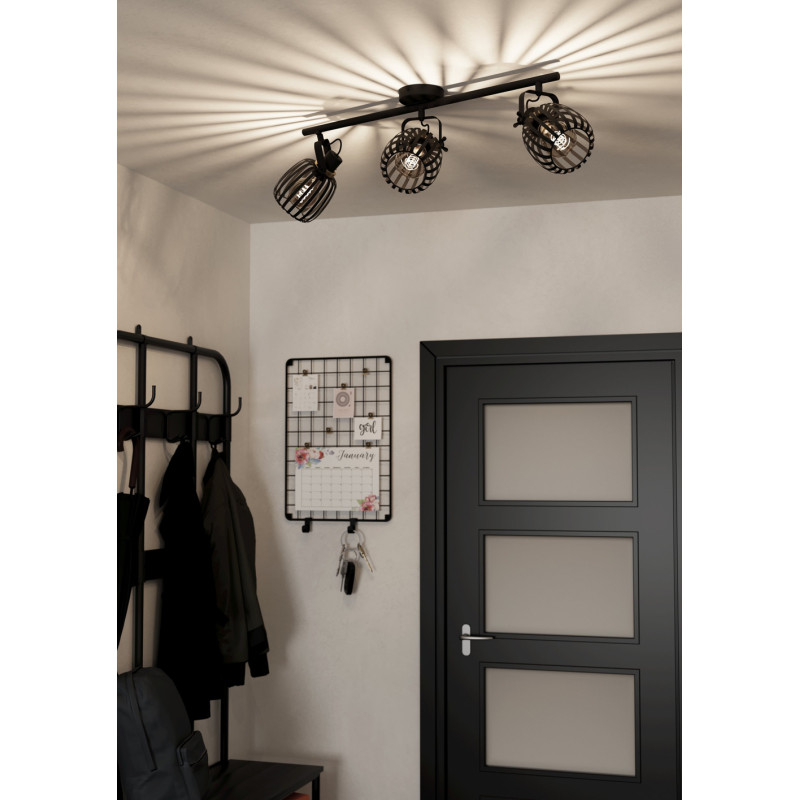 Spot Girona noir et laiton E27 3 x 40 W EGLO
