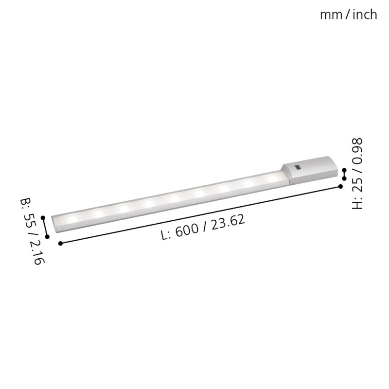 Amature LED Teya blanc neutre avec détecteur de mouvement 950 lm 10 W 60 cm EGLO