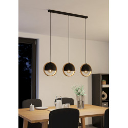 Suspension Callow noire et bois E27 3 x 40 W EGLO