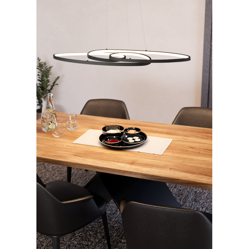Suspension LED Gianella noire Ø 100 cm 38 W EGLO