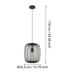 Suspension Rinroe noire E27 40 W EGLO