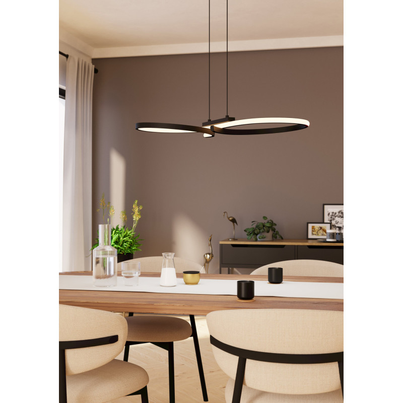 Suspension LED Serpins noire 66 x 30 cm 21 W EGLO