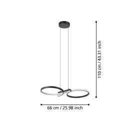 Suspension LED Serpins noire 66 x 30 cm 21 W EGLO