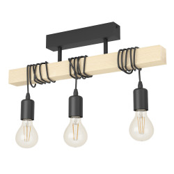 Suspension Townshend noire et bois 3 x 60 W EGLO