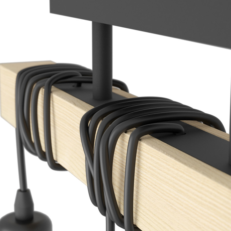 Suspension Townshend noire et bois 3 x 60 W EGLO