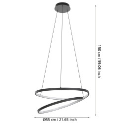 Suspension LED Ruotale noire Ø 55 cm 36 W EGLO