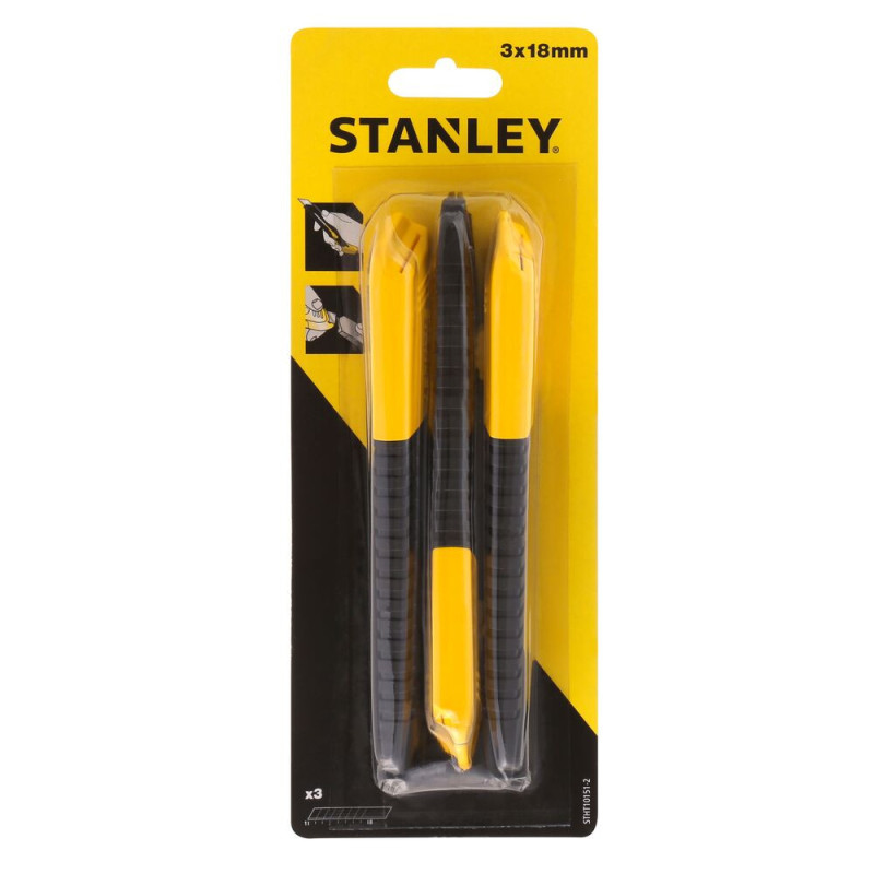 Cutter plastique 18mm 3 pièces STANLEY – Coupe précise
 Cutter plastique 18mm 3 pièces STANLEY – Coupe précise