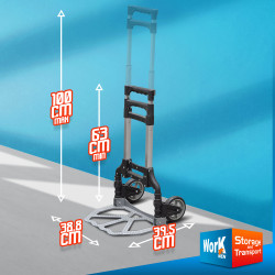 Diable aluminium pliant 70kg – Transport facile | WORKMEN STORAGE Diable aluminium pliant 70kg – Transport facile | WORKMEN STORAGE