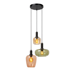 Suspension Ilona ambre et verte Ø 51 cm E27 3 x 40 W LUCIDE