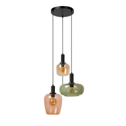 Suspension Ilona ambre et verte Ø 51 cm E27 3 x 40 W LUCIDE Suspension Ilona ambre et verte Ø 51 cm E27 3 x 40 W LUCIDE