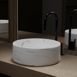 Vasque Ronde Effet Marbre Blanc | AURLANE Vasque Ronde Effet Marbre Blanc | AURLANE