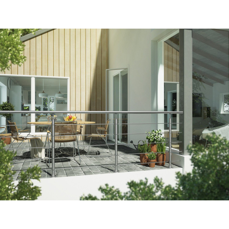 Kit garde-corps à fixation au sol Harmony argent 250 cm SOGEM