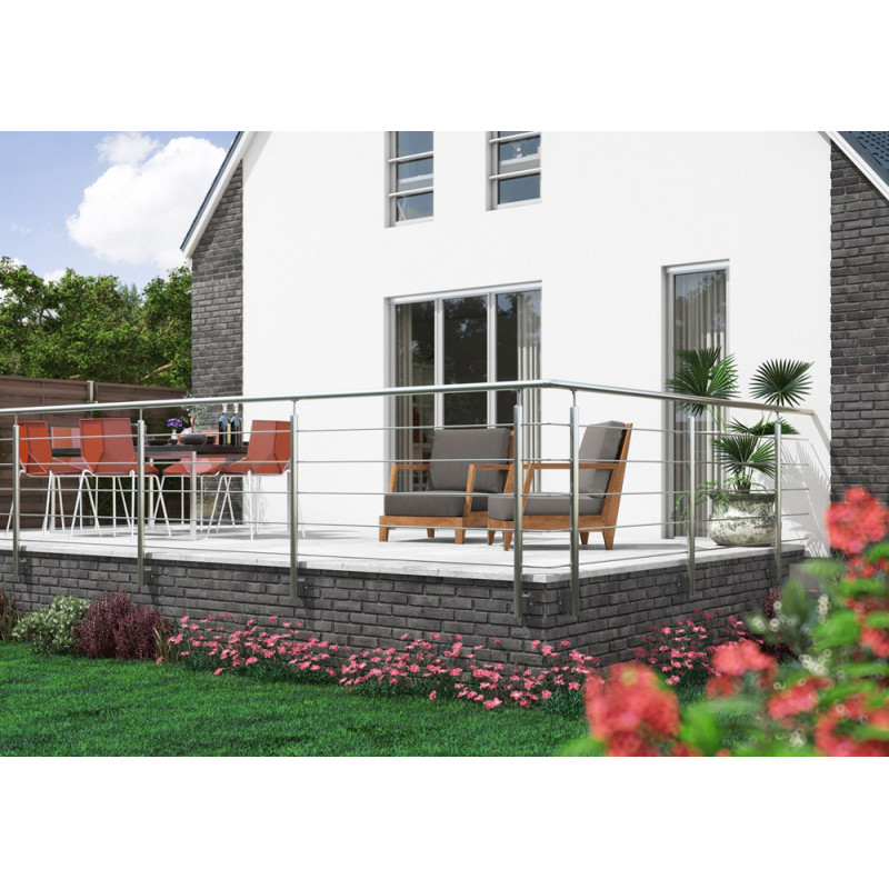 Kit garde-corps à fixation latérale Harmony argent 150 cm SOGEM