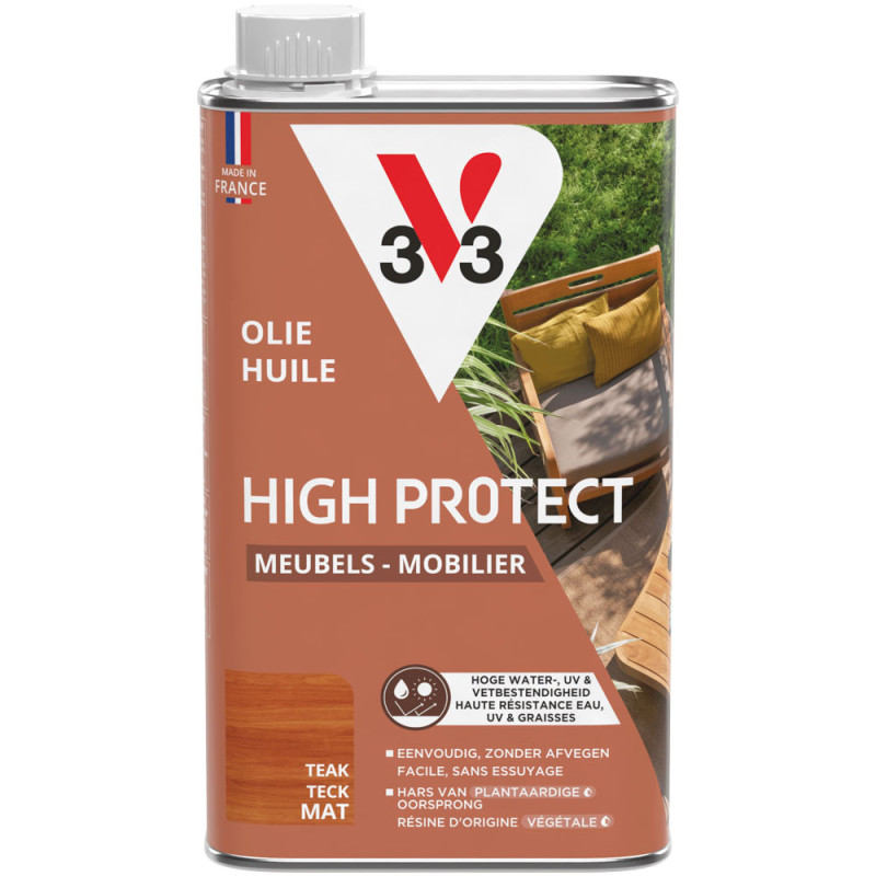Huile Teck V33 High Protect 0,5L pour mobilier de jardin | V33