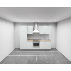 Bloc cuisine K-LITA 270cm Blanc Alpin Gauche + Pack Électro | K-LITA