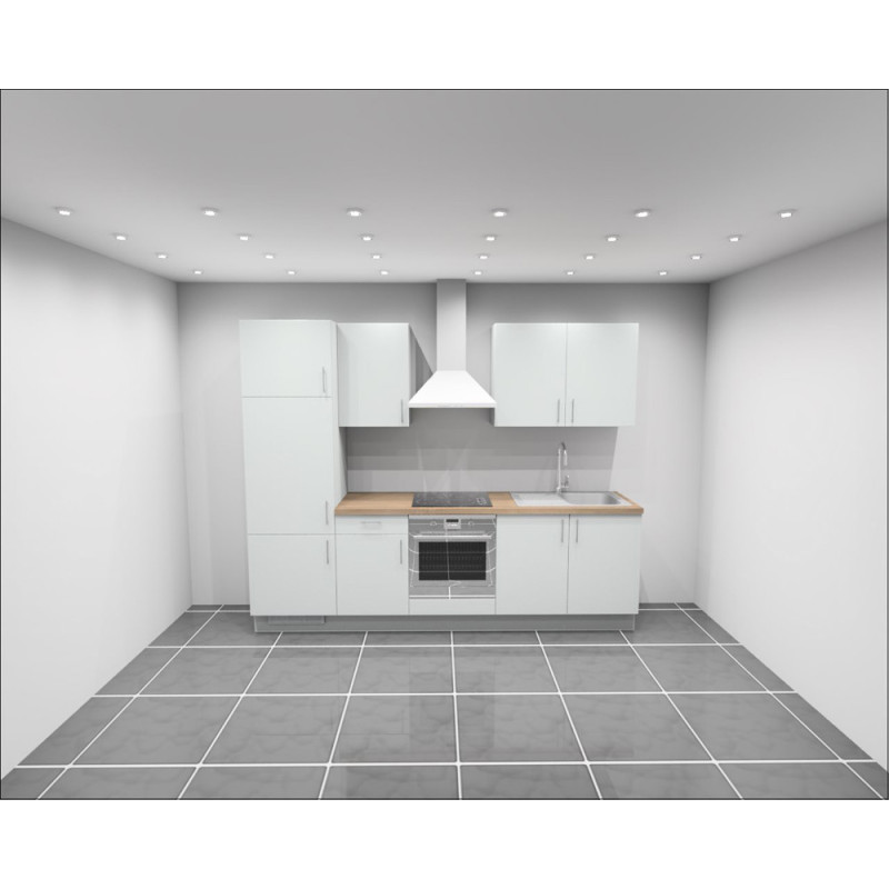 Bloc cuisine blanc alpin gauche avec pack électroménager 270 cm K-LITA