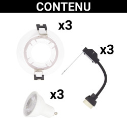 Spot encastrable LED blanc GU10 blanc chaud IP20 345 lm 5 W 3 pièces