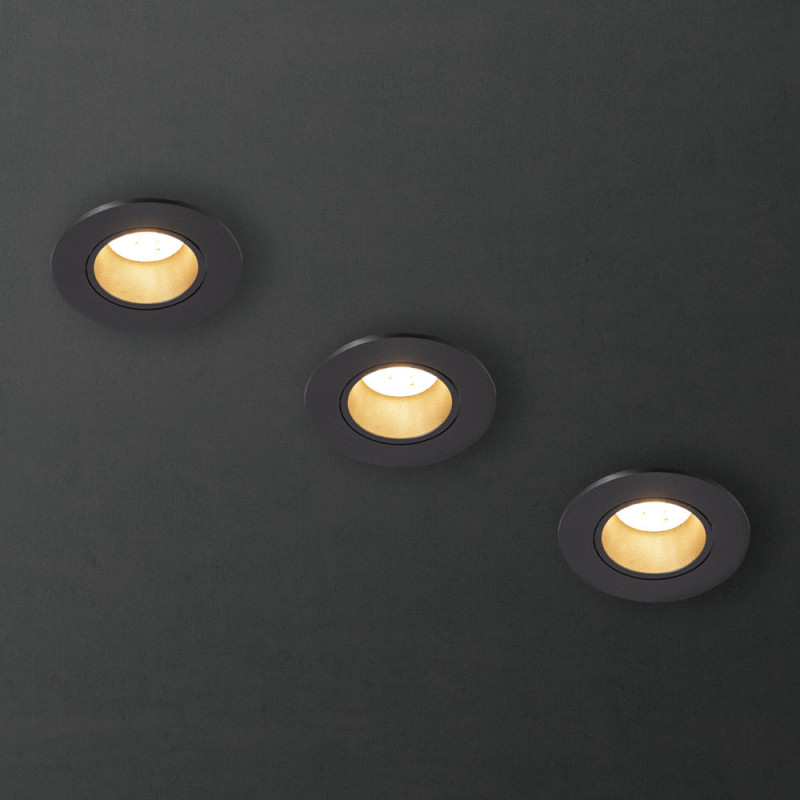 Spot encastrable LED noir GU10 blanc chaud IP20 345 lm 5 W 3 pièces