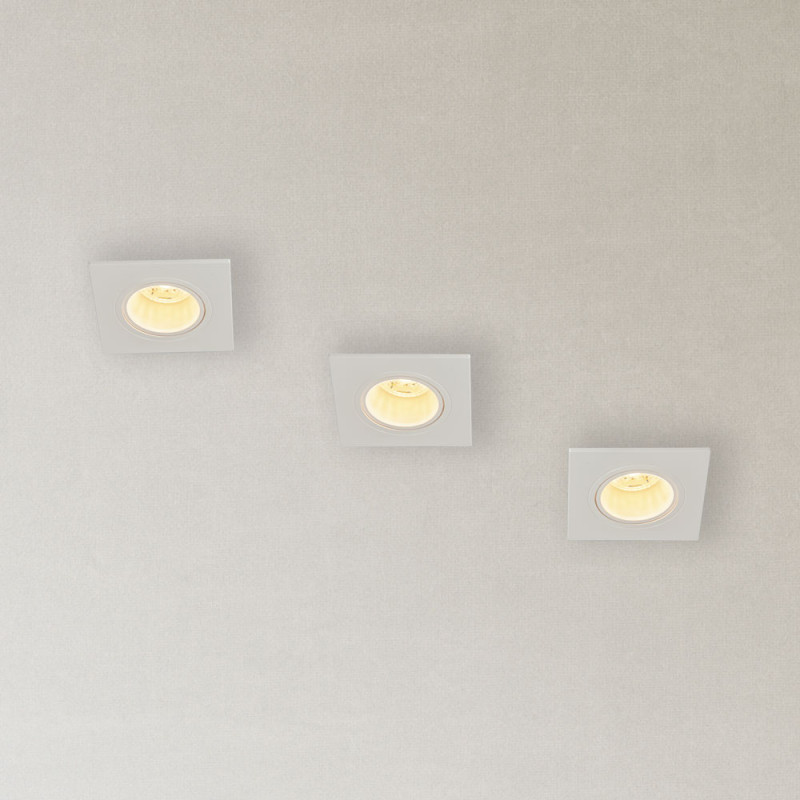 Spot encastrable LED carré blanc GU10 blanc chaud IP20 345 lm 5 W 3 pièces
