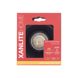 Spot encastrable LED noir GU10 blanc chaud IP20 320 lm 5 W