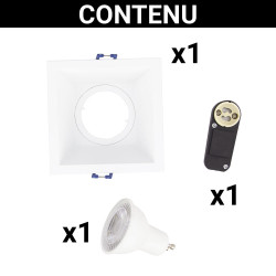 Spot encastrable LED carré blanc GU10 blanc chaud IP20 345 lm 5 W