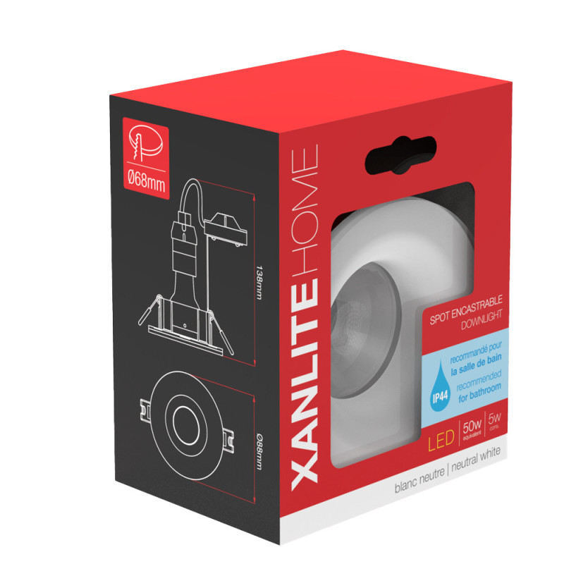 Spot encastrable LED aluminium blanc GU10 blanc neutre IP44 345 lm 5 W
