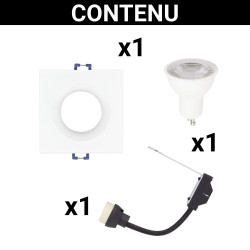 Spot encastrable LED carré aluminium blanc GU10 blanc neutre IP44 345 lm 5 W