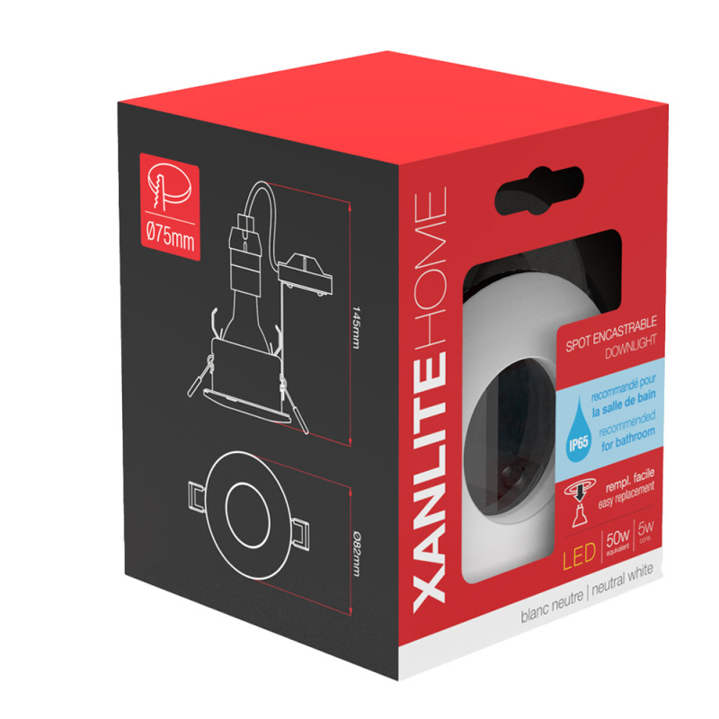 Spot encastrable LED aluminium blanc GU10 blanc neutre IP65 345 lm 5 W
