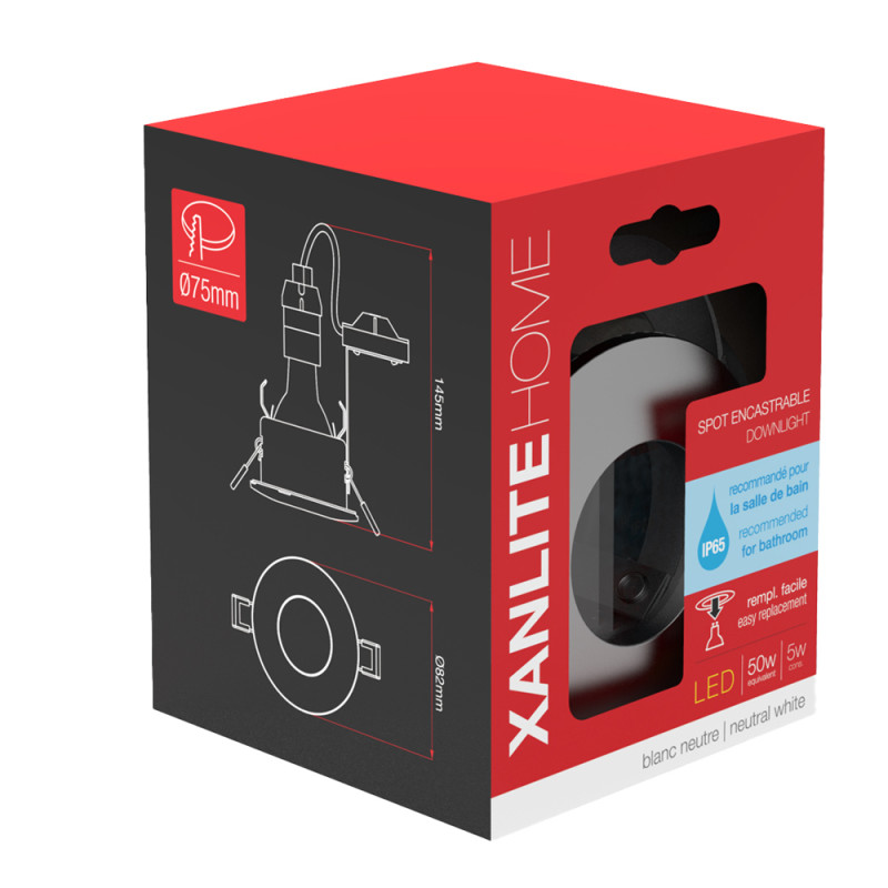 Spot encastrable LED acier inoxydable GU10 blanc neutre IP65 345 lm 5W