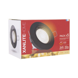 Spot encastrable LED noir GU10 blanc chaud IP20 345 lm 5 W 5 pièces