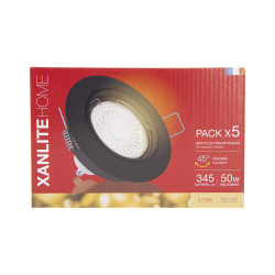 Spot encastrable LED noir GU10 blanc chaud IP20 345 lm 5 W 5 pièces