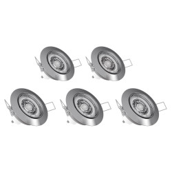Spot encastrable LED acier brossé GU10 blanc chaud IP20 345 lm 5 W 5 pièces