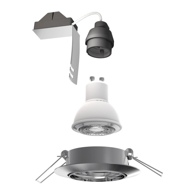 Spot encastrable LED acier brossé GU10 blanc neutre IP20 345 lm 4 W 5 pièces