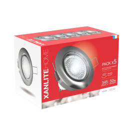 Spot encastrable LED acier brossé GU10 blanc neutre IP20 345 lm 4 W 5 pièces