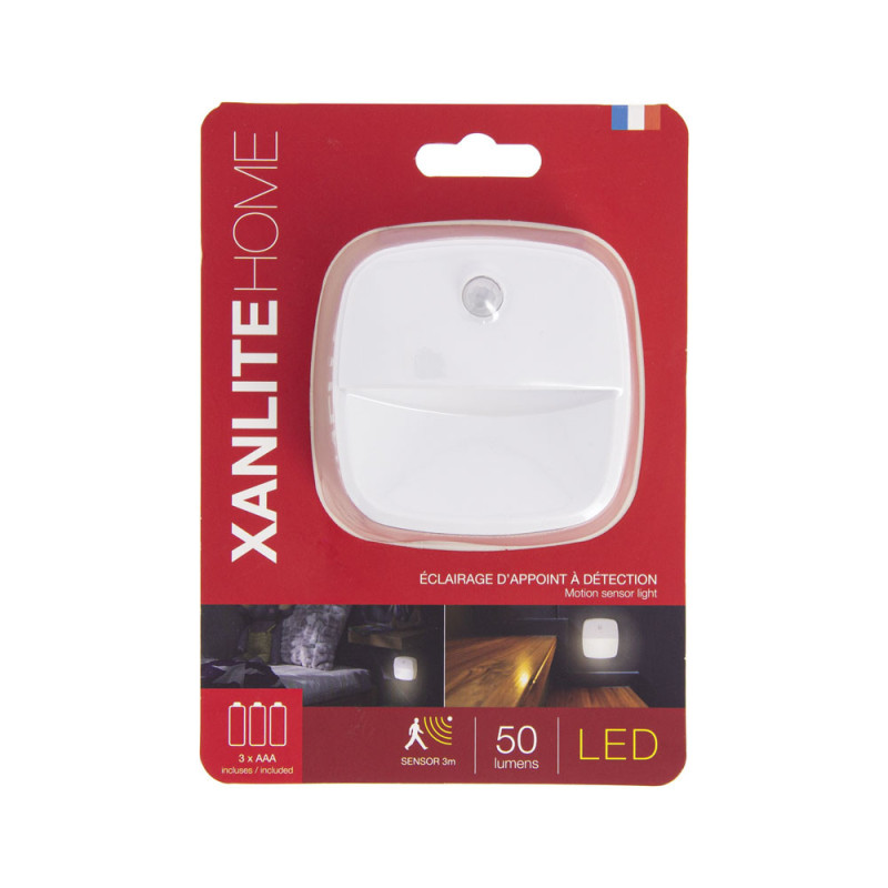 Lampe d'appoint LED sur piles avec détecteur de mouvement blanc chaud 50 lm 5 W XANLITE