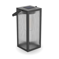 Lanterne LED solaire en verre ciselé et métal noire XANLITE