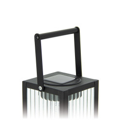 Lanterne LED solaire en verre ciselé et métal noire XANLITE