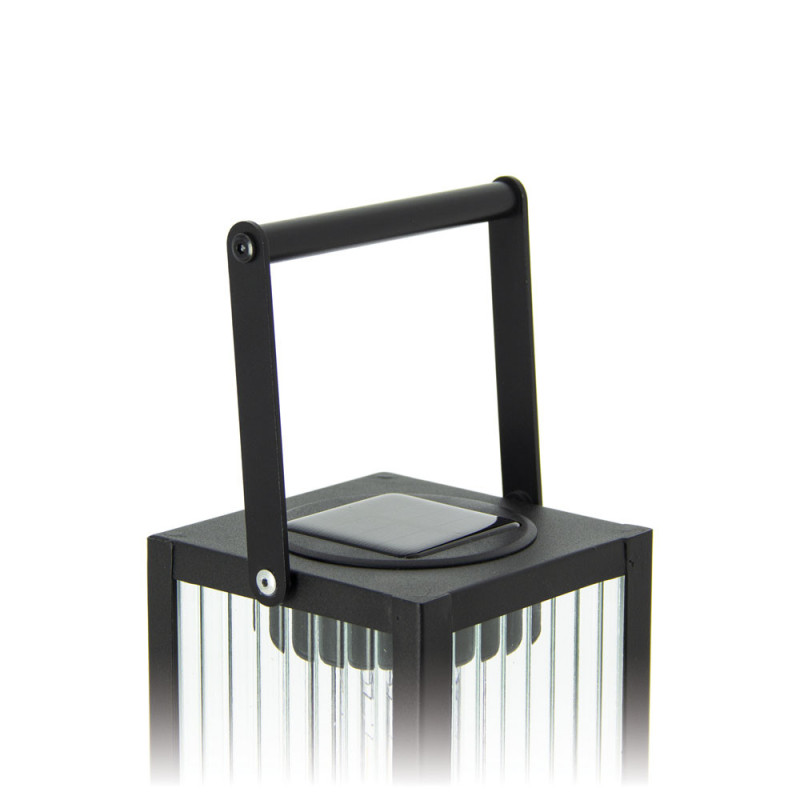 Lanterne LED solaire en verre ciselé et métal noire XANLITE