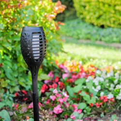 Poteau LED solaire avec effet flamme 1 W 4 pièces XANLITE