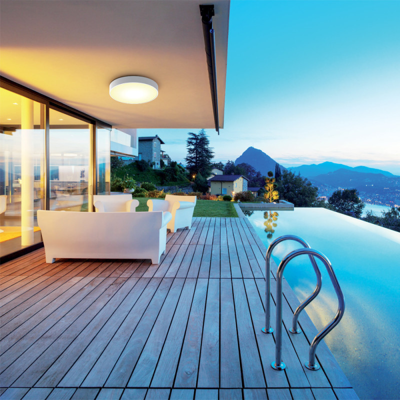 Plafonnier LED blanc IP44 blanc dimmable 2200 lm 18 W XANLITE