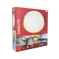 Plafonnier LED blanc IP44 blanc dimmable 2200 lm 18 W XANLITE