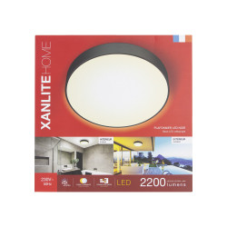 Plafonnier LED noir IP44 blanc dimmable 2200 lm 18 W XANLITE