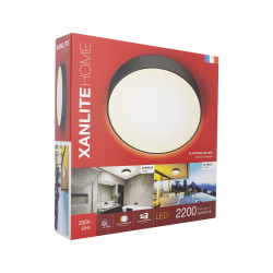 Plafonnier LED noir IP44 blanc dimmable 2200 lm 18 W XANLITE