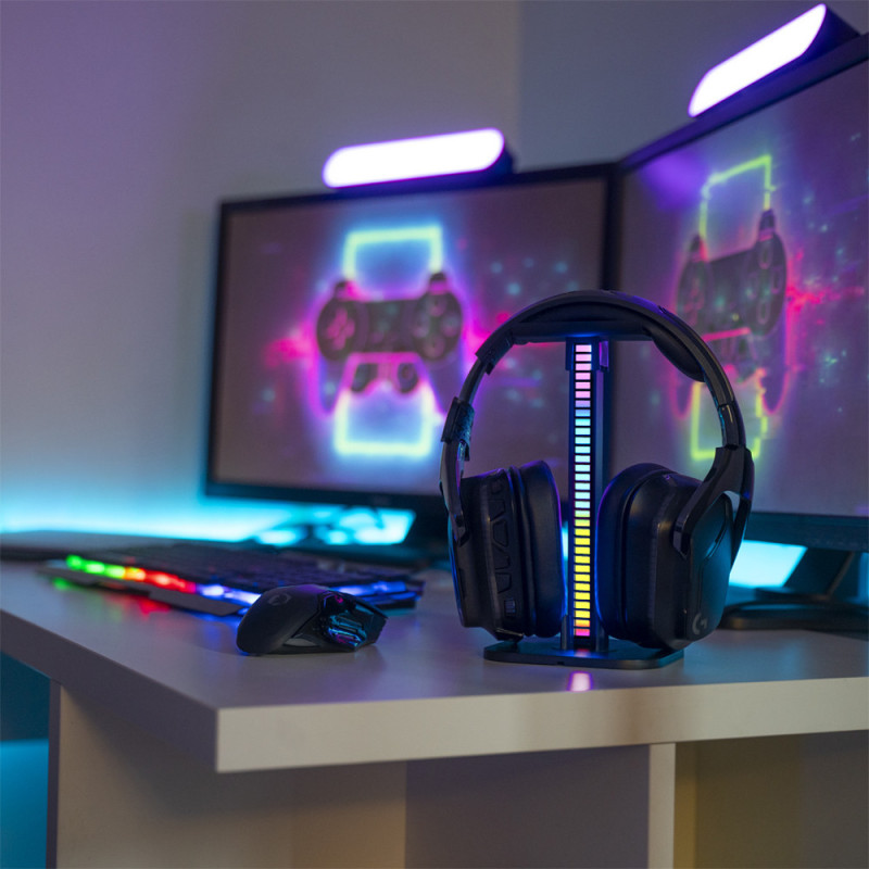 Support pour casque avec barre lumineuse LED RGB USB 5 V XANLITE