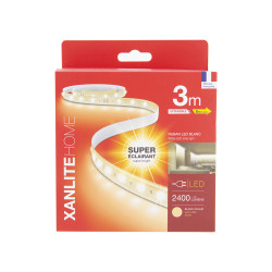 Ruban LED super éclairant extensible blanc chaud IP20 2400 lm 3 m 10 W XANLITE