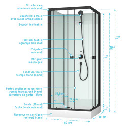 Cabine de douche Essentiel Carrée 80x80 | AURLANE