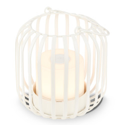 Lampe de table rechargeable LED avec corbeille en métal blanche 2 W BRILONER